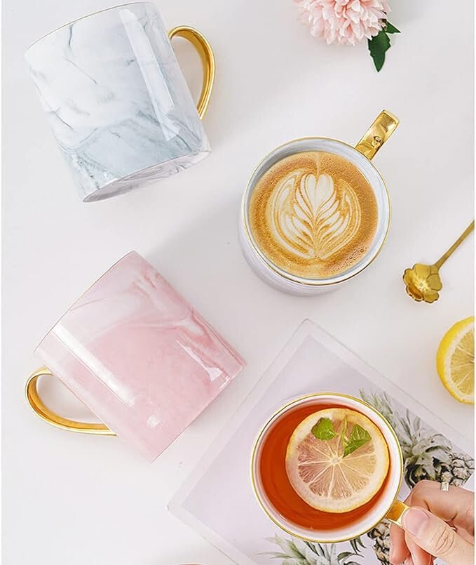 AVLUZ Kerámia Bögre (rózsaszín márvány) - BShopyEM2051_2