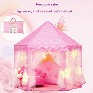 BDream Gyerek sátor, játszósátor beltérre és kültérre egyaránt, hercegnő rózsaszín 140 x 135 cm - BShopy