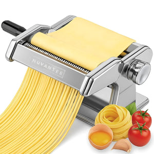 Házi Tésztakészítő Gép – Rozsdamentes Acél Tésztanyújtó 7 Fokozattal, Spagetti és Szélesmetélt Vágó - BShopy