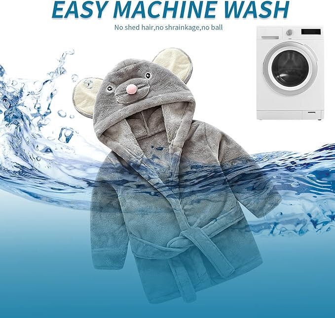 IEUUMLER Gyerek Köntös - Kisegér Mintás, Kapucnis (120 - as Méret) - BShopy