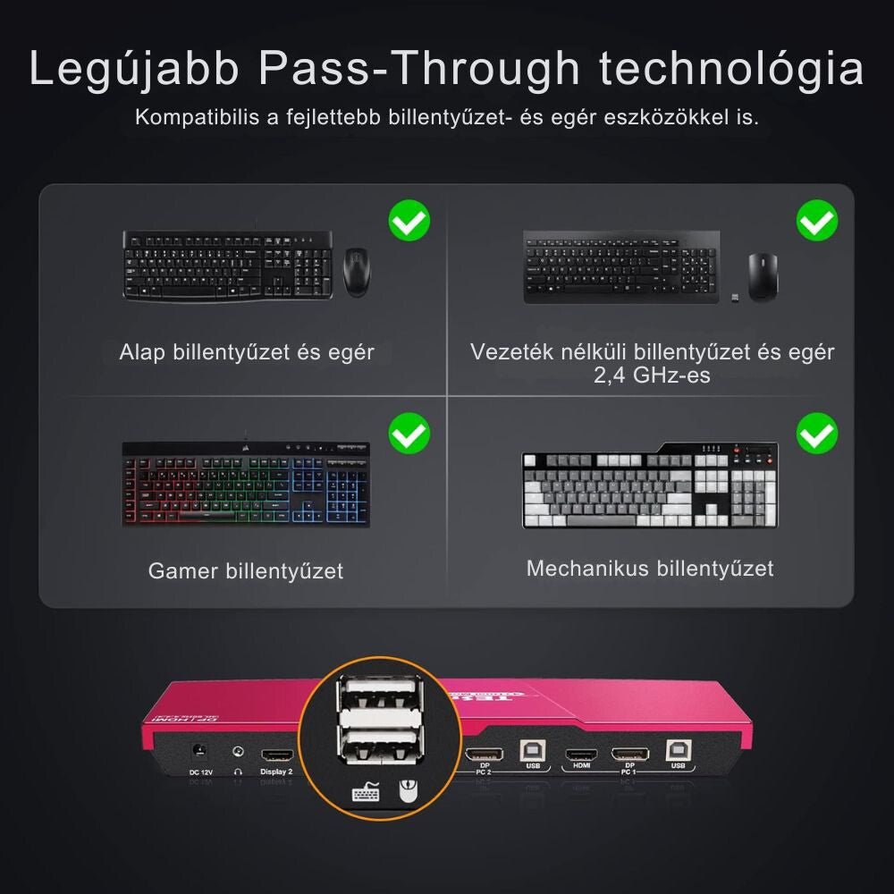 TESmart HDMI KVM Switch – 4x2 (2 PC / 2Monitor), DP, 4K@60Hz, USB 2.0 - BShopy2 PC 2 monitor4K@60HzDP 1.4X00140TYJ1_3