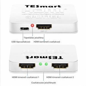 TESmart HDMI Splitter 1x2 – 4K@60Hz HDMI 2.0 Elosztó, Tükrözött Megjelenítés – Fehér - BShopy