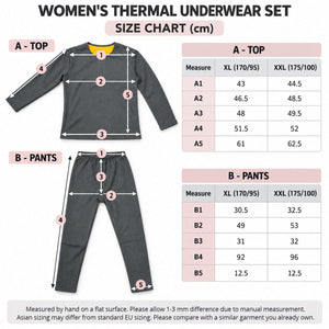 Női termo aláöltözet szett mérettáblázata – XL (170/95) és XXL (175/100)