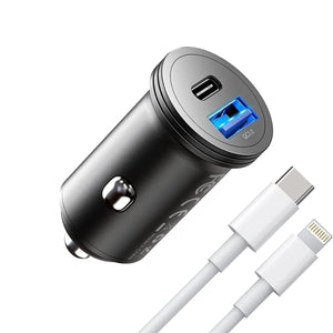 USB-C Autós Töltőadapter - 43W, 2 Portos Gyorstöltő Telefonhoz és Tablethez-BShopy