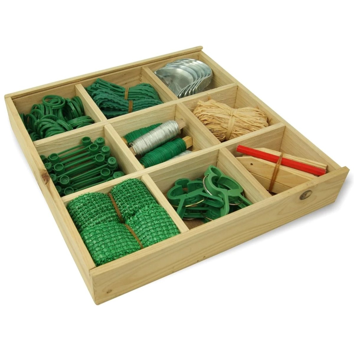 135 Részes Kertészeti Rendszerező Készlet – Fa Ajándékdobozban, Növényjelölőkkel és Kötözőkkel - BShopy