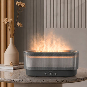 3D Lánghatású Aromaterápiás Diffúzor és Ultrahangos Párásító – LED Hangulatfénnyel, USB - C Tápkábellel, 300 ml - BShopy