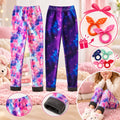 Galaxy Mintás Polárbéléses Téli Gyermek Leggings – 2 db Thermo Nadrág + 2 db Hajgumi