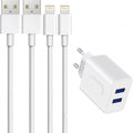 Amoner 2 - Port USB - A Fali Töltőadapter, 2 db Lightning Kábellel Apple Készülékekhez - BShopy
