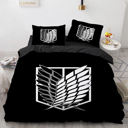 Anime "Shingeki no Kyojin" Ágyneműhuzat 135x200cm (Fekete - fehér) - BShopyAjándék anime rajongóknakanime hálószoba dekoranime ágyneműX001LG0PCX_0