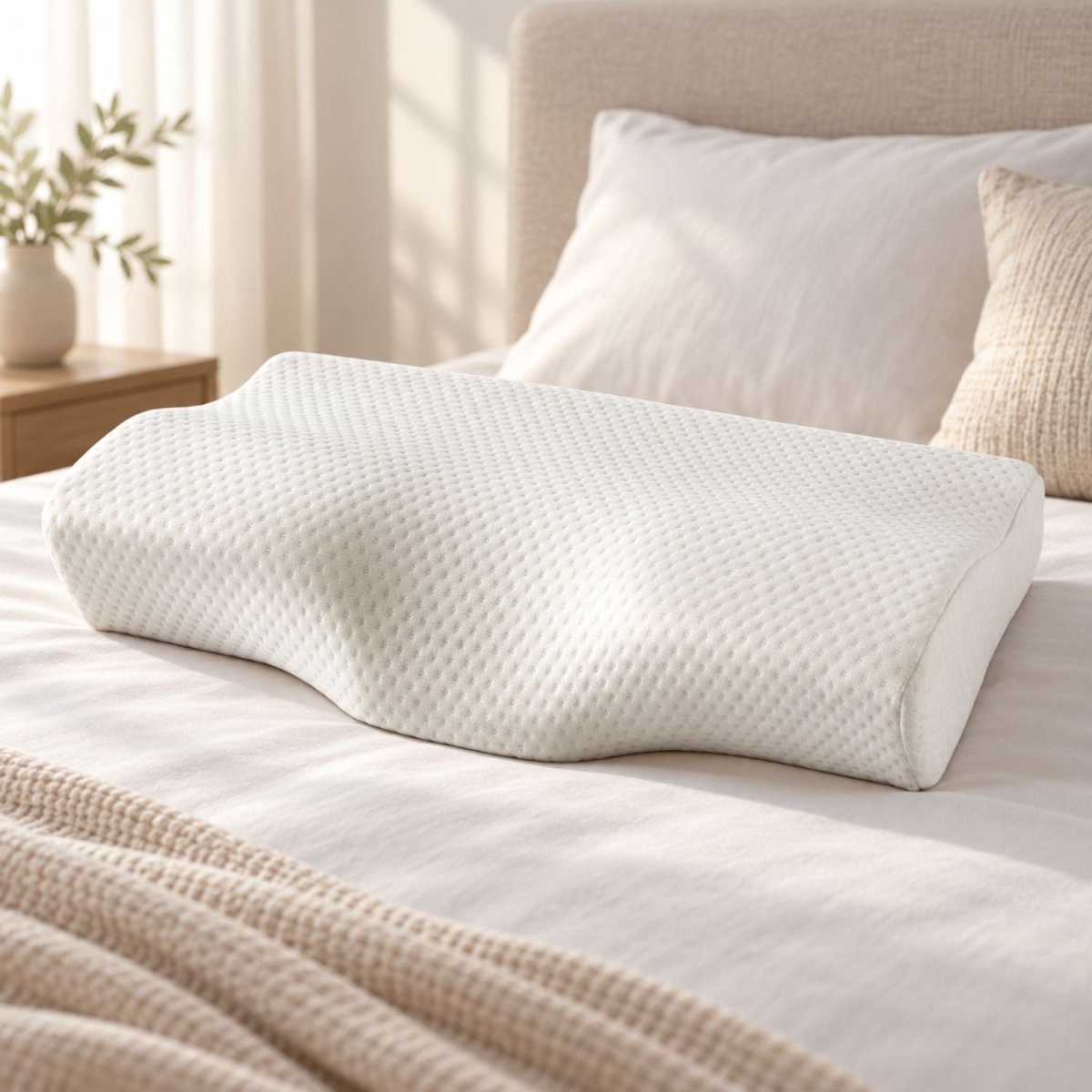 Blux Kényelmes Memóriahabos Párna Mosható Huzattal – 50×30×10/7 cm - Fehér-BShopy
