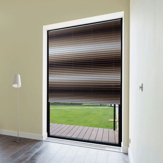 BOOM Plisse Harmonika Roló Ablakra és Ajtóra – Fehér - Barna Árnyalat, 120x130 cm - BShopy6971346198994_0