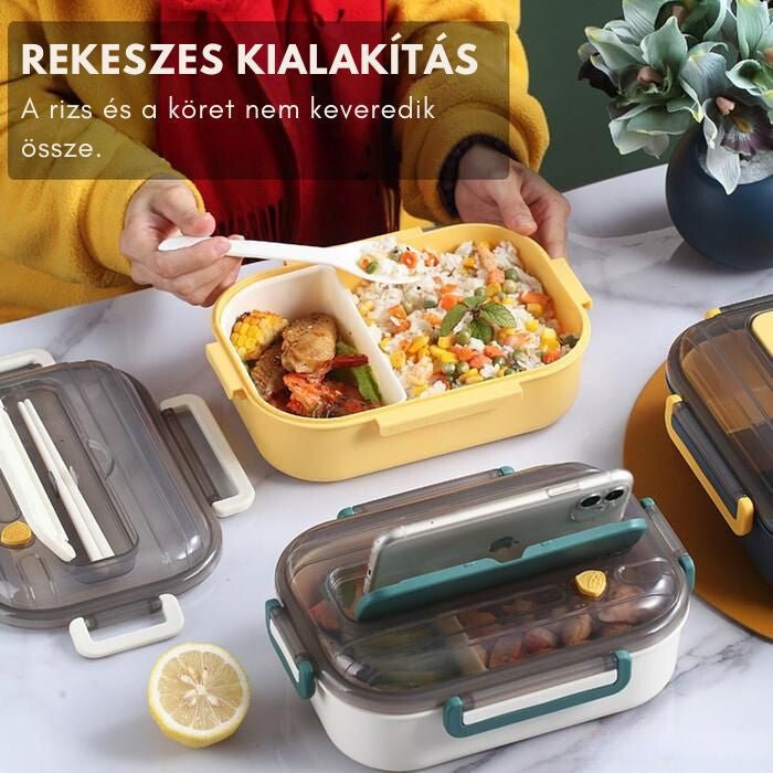 BSHOP Osztott Tárolós Ételhordó Szett 1300 ml (Sárga) - BShopy