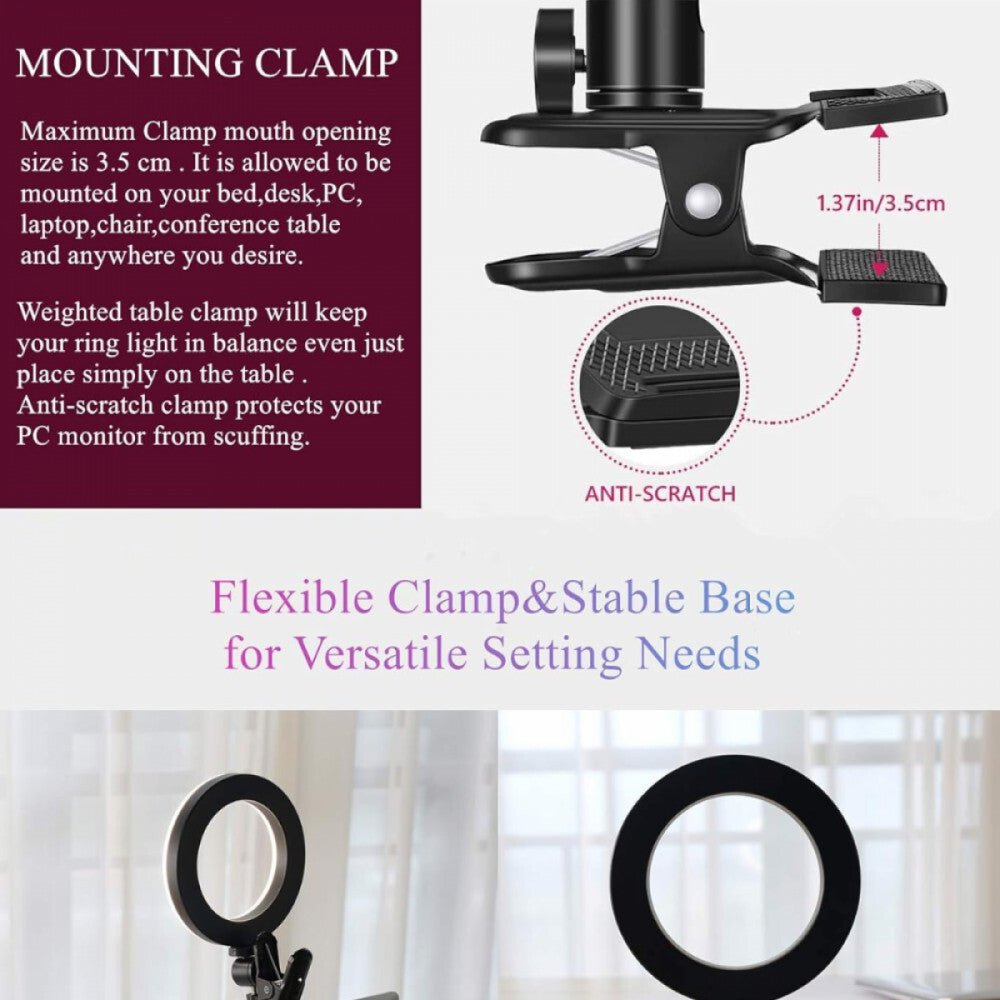 Elegiant Fehér Selfie Gyűrű Lámpa Tartóval - Állítható Fényerő Telefonhoz - BShopyX00163F52B_4