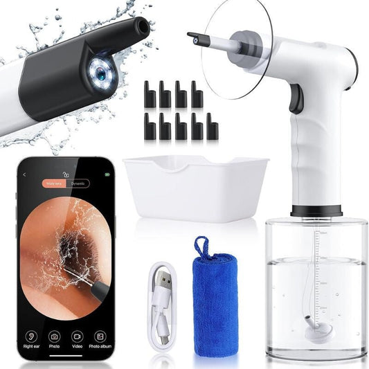 Elektromos fülzsír eltávolító kamerával és LED világítással – 4 nyomásfokozatú fültisztító készlet - BShopyX00237XDC3_0