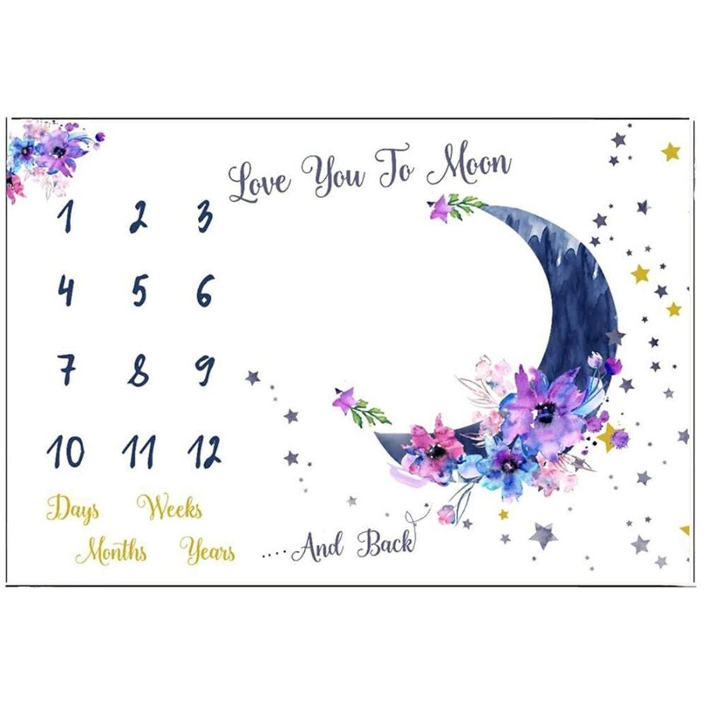 Ever Fairy Mérföldkő Babapléd - Polár, 150×100 cm, Lila Hold Mintás - BShopy