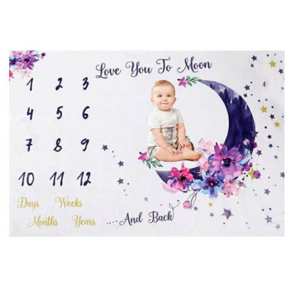 Ever Fairy Mérföldkő Babapléd - Polár, 150×100 cm, Lila Hold Mintás - BShopy