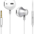 Fehér Vezetékes Fülhallgató Mikrofonnal - 3.5 mm jack Csatlakozóval, Univerzális Headset Telefonhoz - BShopy