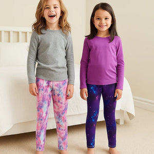 Galaxy Mintás Polárbéléses Téli Gyermek Leggings – 2 db Thermo Nadrág + 2 db Hajgumi (110) - BShopy