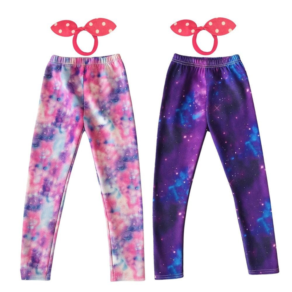 Galaxy Mintás Polárbéléses Téli Gyermek Leggings – 2 db Thermo Nadrág + 2 db Hajgumi (160) - BShopy