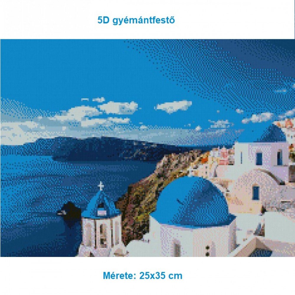 Gyémántfestő Készlet Kék Tengerparti És Görög Dóm Mintával 35x25cm - BShopyX0012S7FOL_1