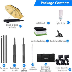 Hakutatz Proffeszionális Fotóstúdió Szett, Világítással és Háttérrendszerrel - BShopy