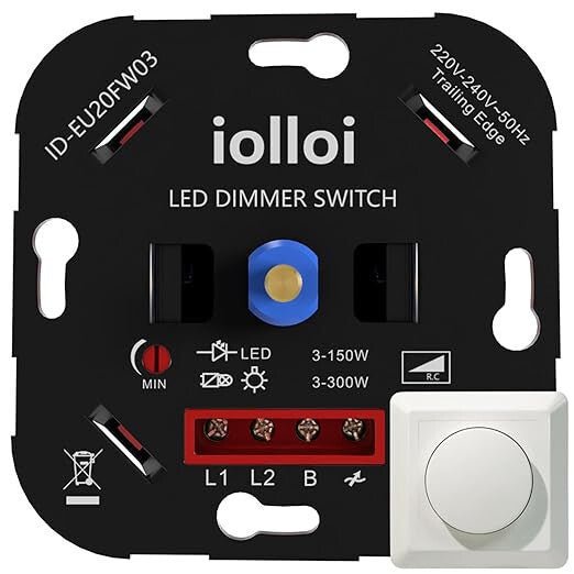 Iolloi Forgatós, Beépíthető Dimmer Kapcsoló Dimmerelhető LED - ekhez 150W - BShopyX0016LH4WH_0