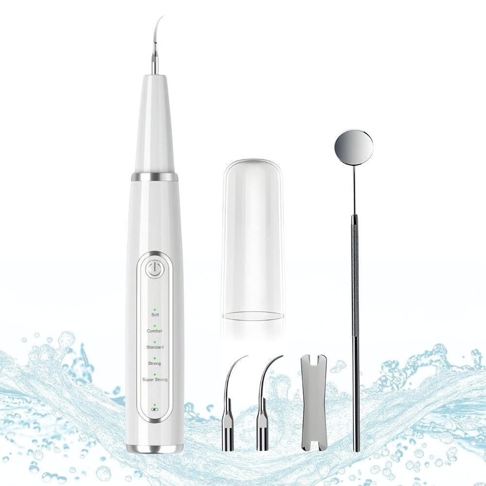 IPX8 Ultrahangos Elektromos Fogkőeltávolító Készülék – Vízálló, 5 Fokozat, LED Kijelző, Cserélhető Fejekkel - BShopy