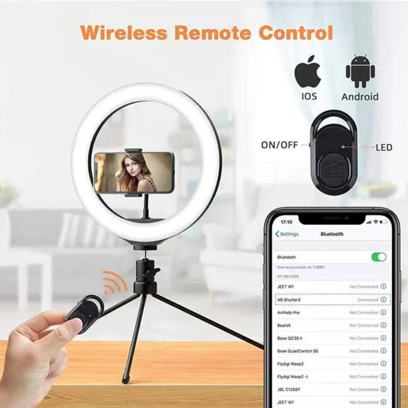 Jeemak PC50 Körfény Állvánnyal - LED Selfie Lámpa Telefon Tartóval - BShopyX001BWE12R_3