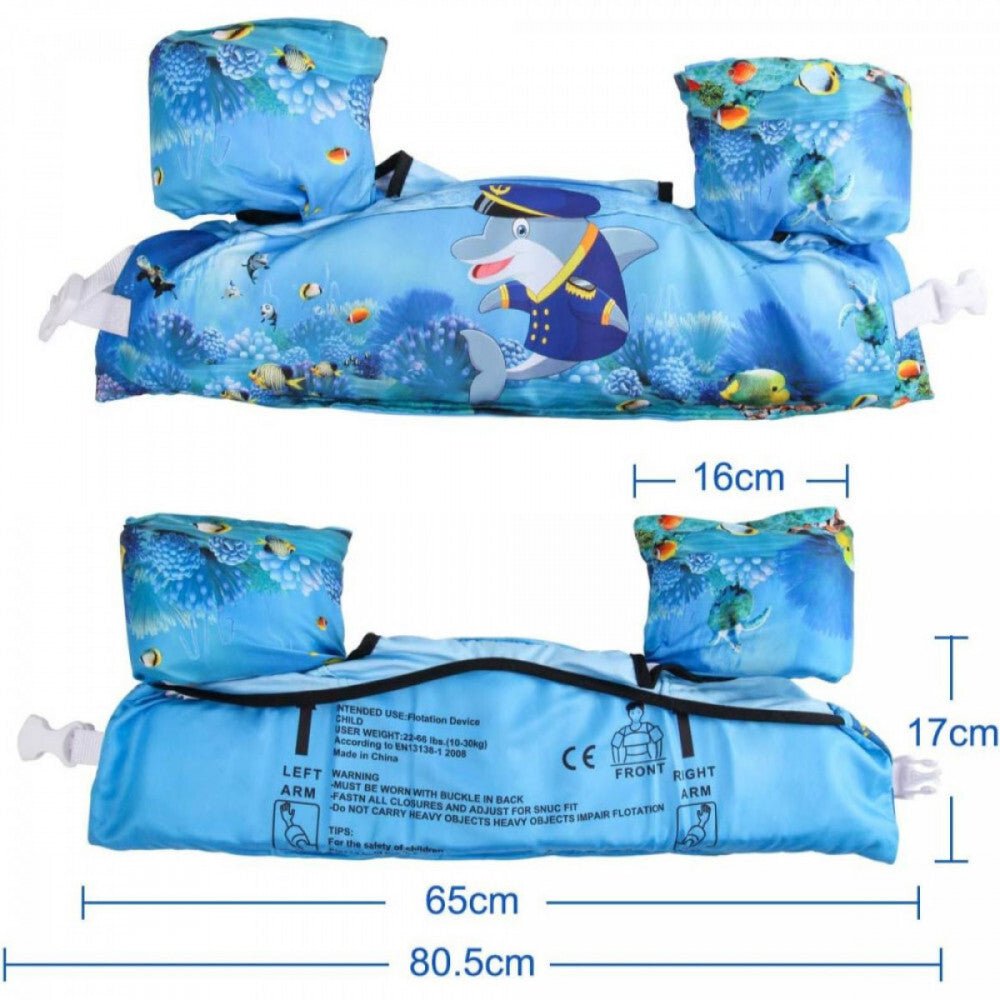 JEVDES Gyerek Úszómellény + Karúszó - Delfines Mintával (9 - 30 kg) - BShopy
