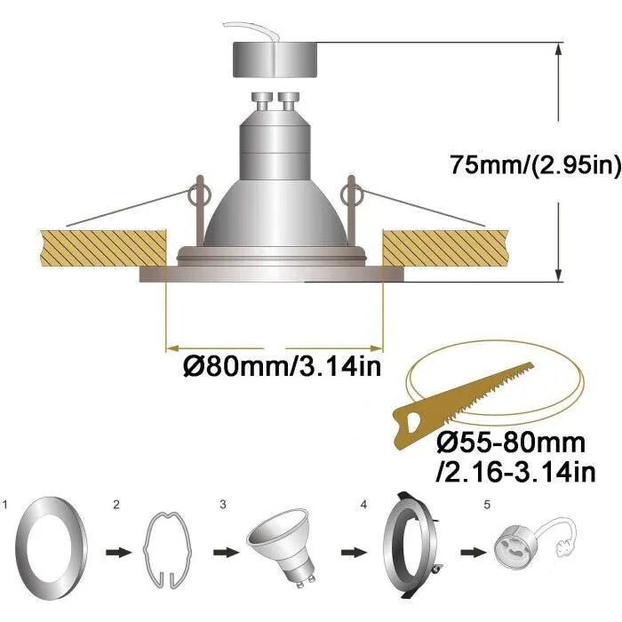 Kambo Süllyesztett Mennyezeti LED Spotlámpa 4 db 6W GU10 Izzókkal - BShopy4895222902852_3