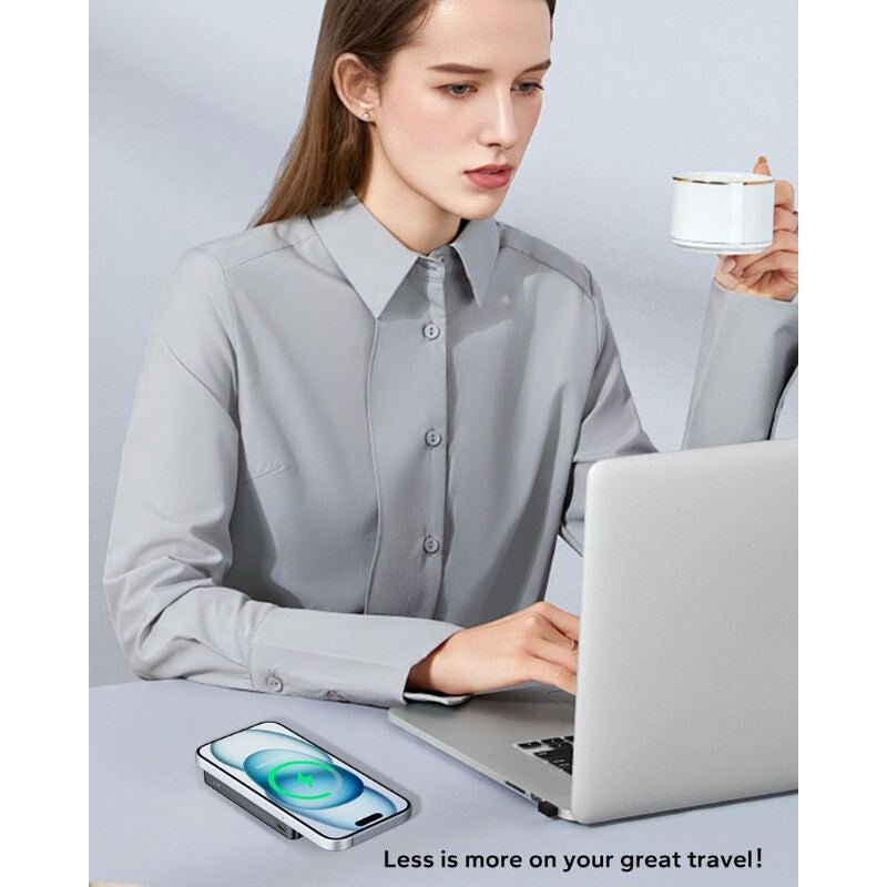 KPON Mágneses Power Bank 10000mAh Magsafe iPhone és Apple Watch Töltővel - Karbonfekete - BShopy
