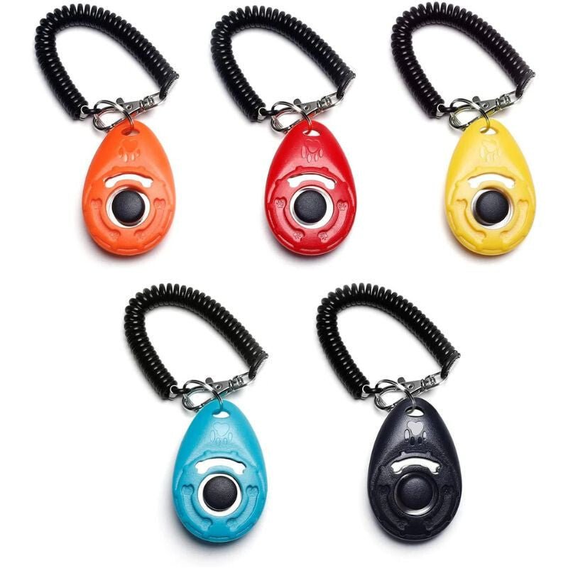 LZGOPE Kutyás Clicker Csuklóra Akasztós, 5 Db - Narancssára, Citromsárga, Piros, Kék, Fekete - BShopy