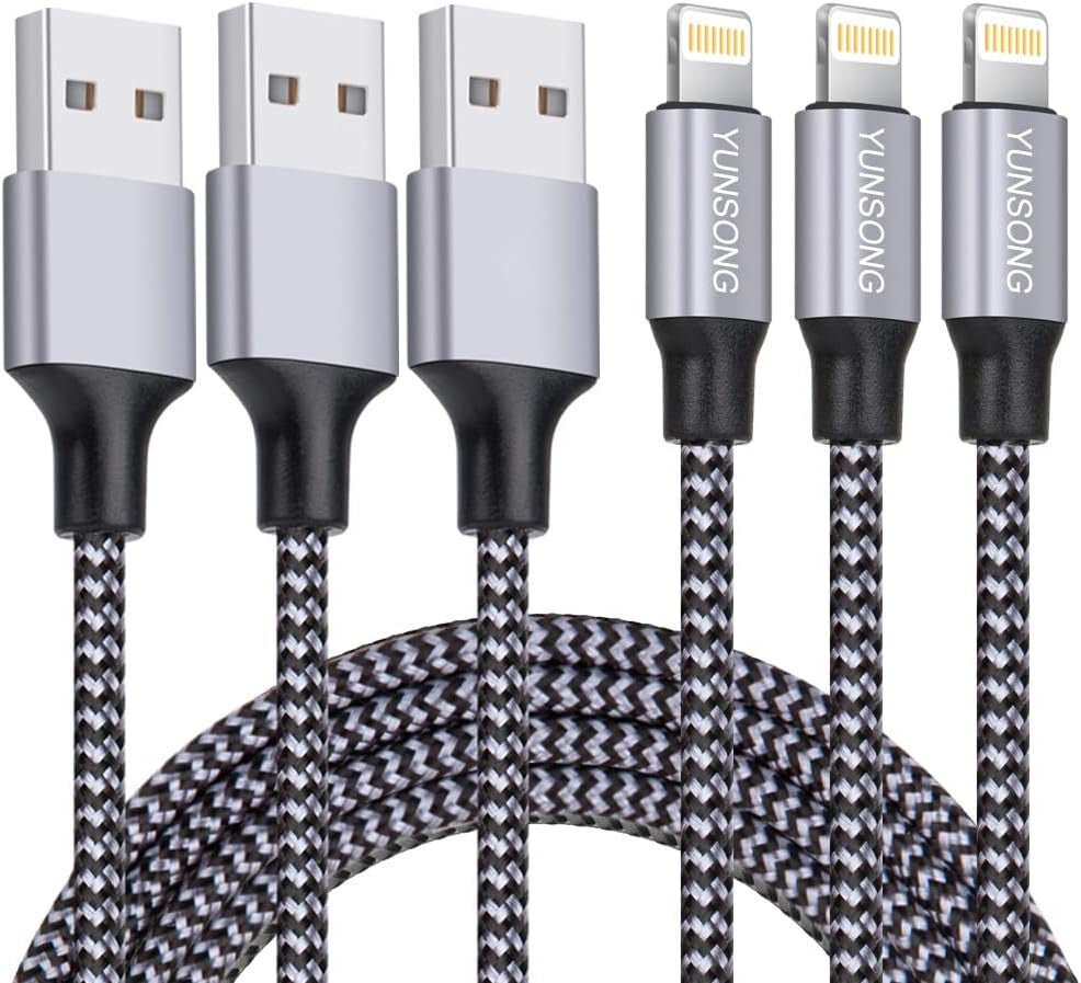 MFi - Tanúsítvánnyal Rendelkező iPhone 1m - es Nylon Fonott Györstöltő USB Kábel 3db - BShopy