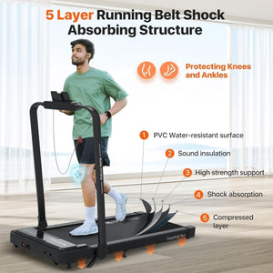 Mobvoi Home T4225 2 az 1-ben Összecsukható Sétáló- és Futópad (12 km/h) – Bluetooth Hangszóróval, AI Edzéstámogatással és Manuális Dőlésszöggel-BShopy