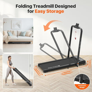 Mobvoi Home T4225 2 az 1-ben Összecsukható Sétáló- és Futópad (12 km/h) – Bluetooth Hangszóróval, AI Edzéstámogatással és Manuális Dőlésszöggel-BShopy
