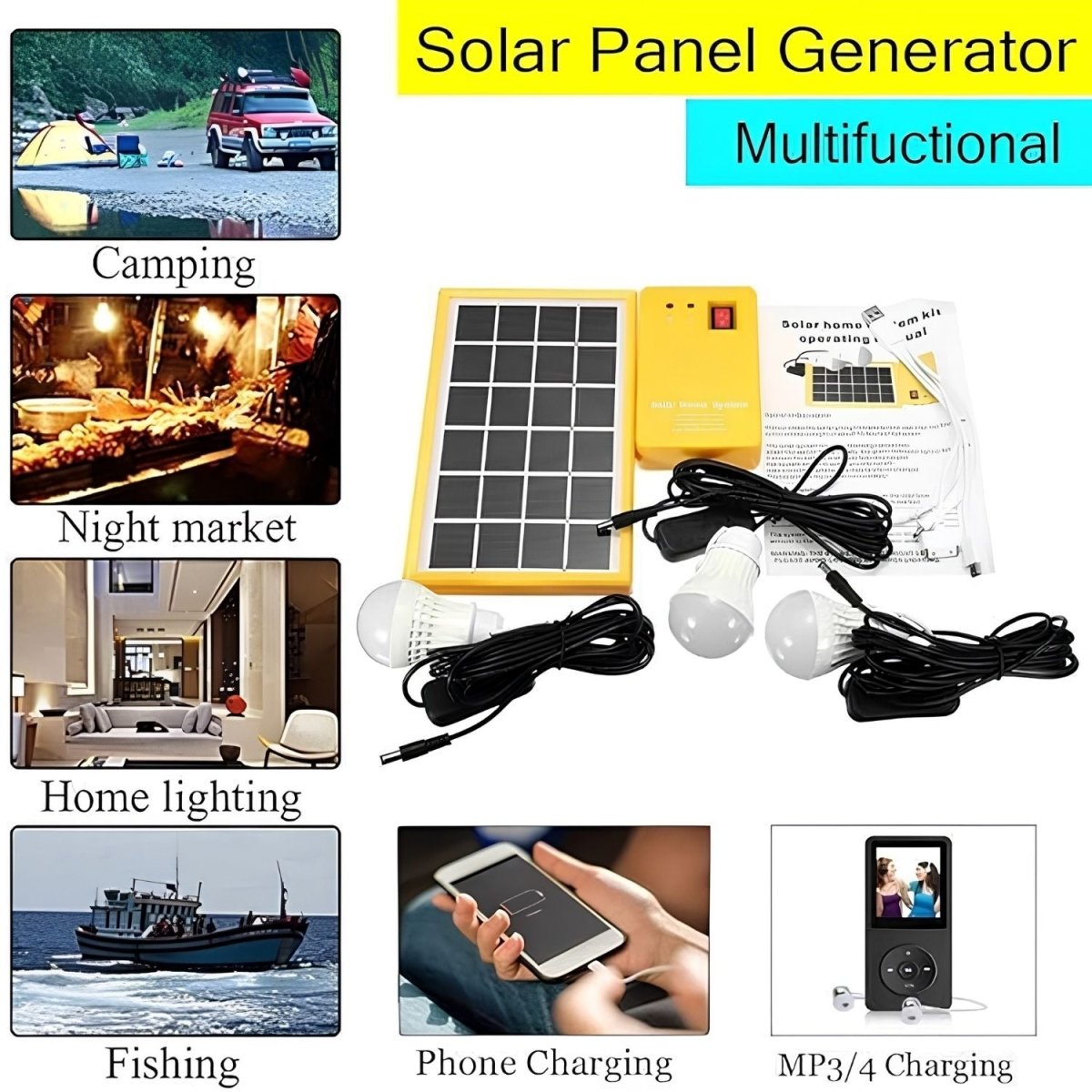 Napelemes Töltő 7V 3W Vezérlőkábellel - Hordozható Mini Solar Panel-BShopy