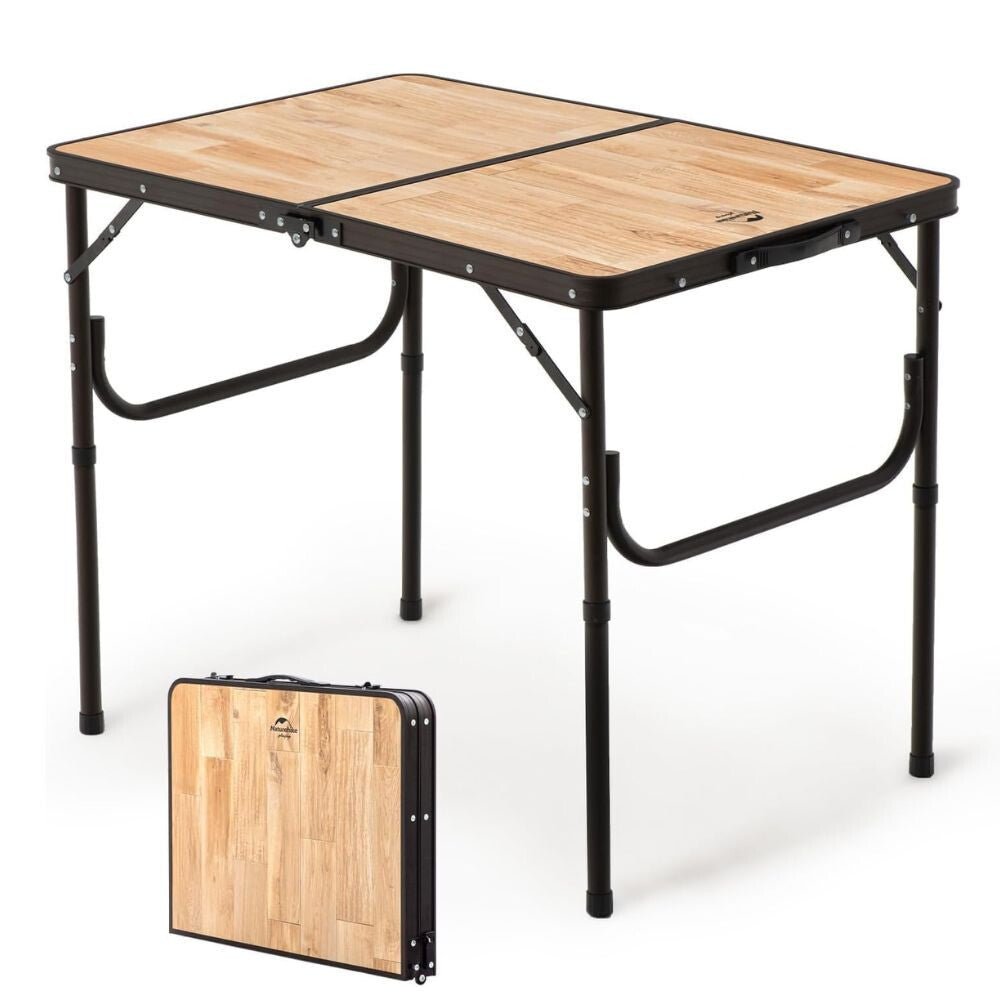 Naturehike Összecsukható Kempingasztal – MDF Asztallappal és Hordtáskával, 90 × 60 cm, Világos Natúr Fa Hatású - BShopy