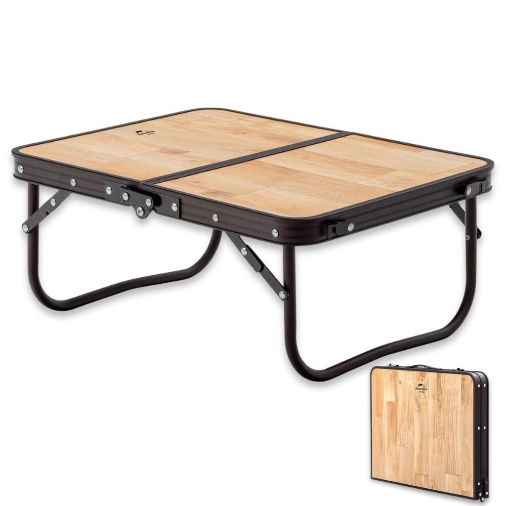 Naturehike Összecsukható Kempingasztal – MDF Asztallappal és Hordtáskával, 53 × 40 cm, Világos Natúr Fa Hatású - BShopy