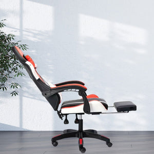 OFCASA Ergonomikus Gamer Szék Narancssárga - Fehér, Lábtartóval - BShopy