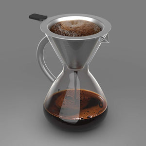 Pour Over Kávékészítő 800ml - Üveg Kanna Fém Szűrővel, Kézi Filteres Kávéfőző - BShopy