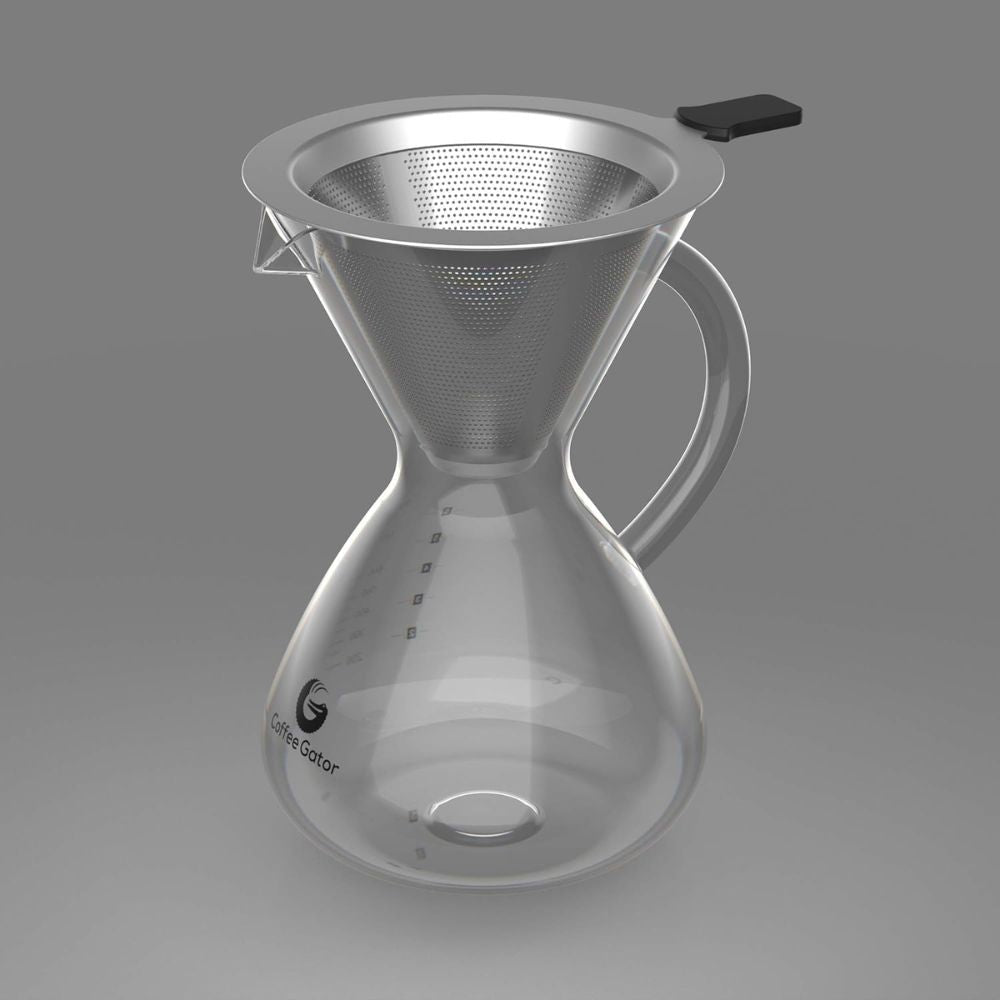 Pour Over Kávékészítő 800ml - Üveg Kanna Fém Szűrővel, Kézi Filteres Kávéfőző - BShopy