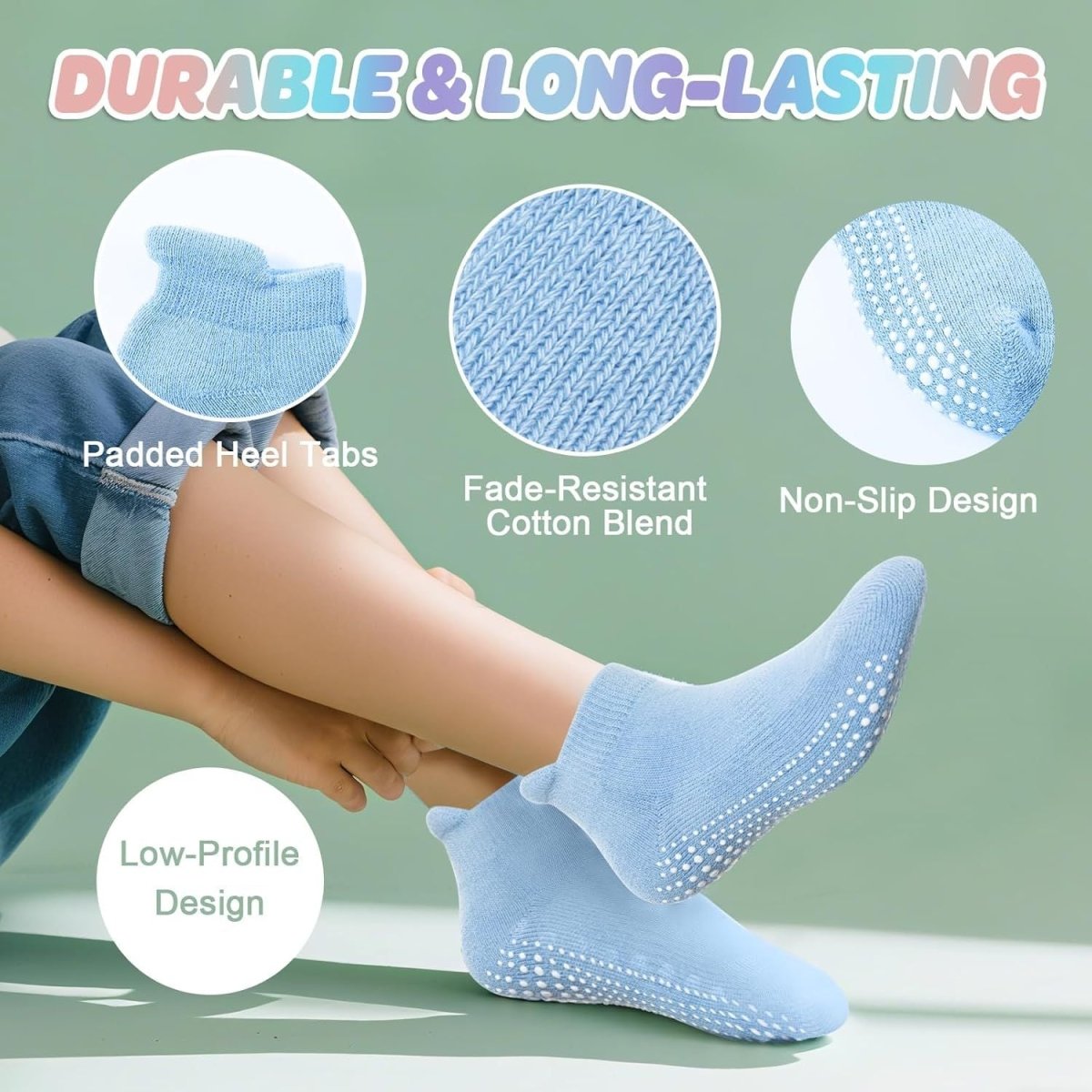 Prémium Csúszásmentes Baba és Gyerek Bokazokni Szett – Párnázott Sarokvédelemmel - BShopy