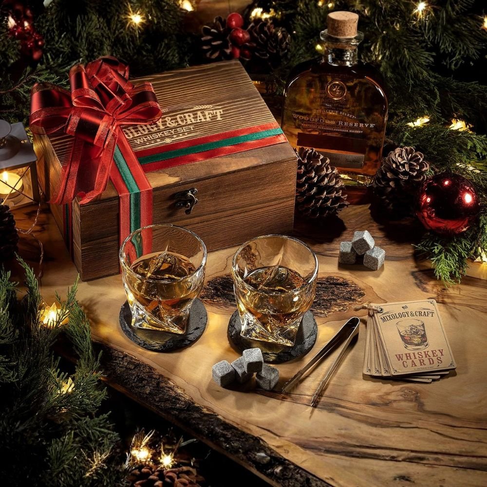 Prémium Whisky Szett 15 Részes - Kristály Poharakkal, Whisky Kövekkel és Bár Kiegészítőkkel - BShopy