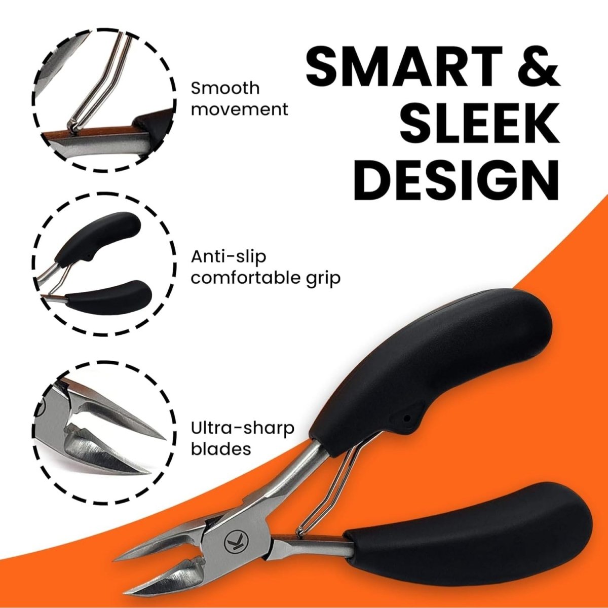 Professzionális Körömcsípő Vastag és Benőtt Körmökhöz – Extra Erős Rozsdamentes Acél, Ergonomikus Gumírozott Markolattal - BShopy