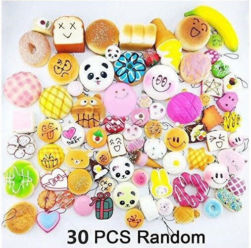 Squishy 30 db - os Stresszoldó Plüssfigura Csomag - Kulcstartóra, Táskára Rögzíthető - BShopy