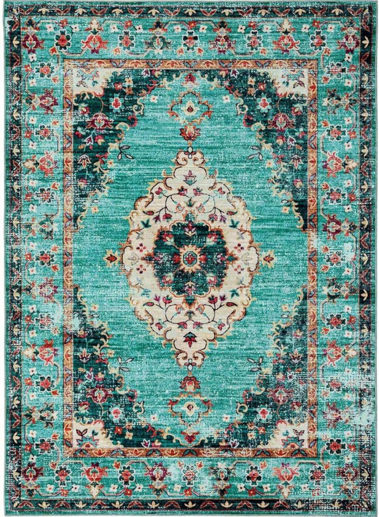 Taleta Durham Türkiz Virágos Beltéri Szőnyeg 50x80cm - BShopy