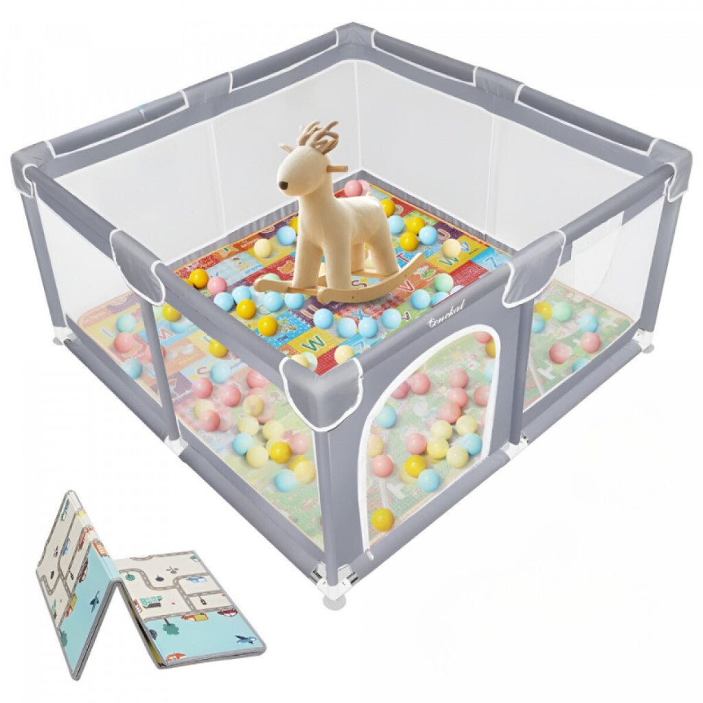 Tenckat Hordozható Babajátszókeret – Kisállatos Matraccal, 130×130×68 cm - BShopy