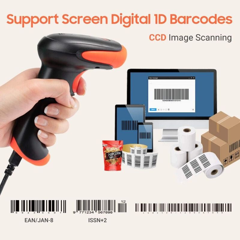 Tera 1500C 1D CCD USB Vezetékes Vonalkódolvasó (Narancssárga) - BShopy