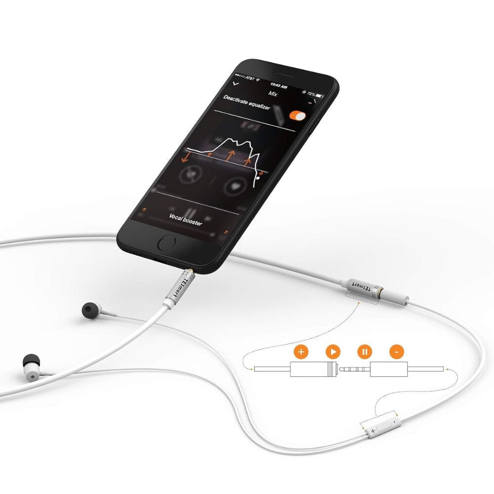 TESmart 3,5 mm - es TRRS Mikrofonos Fejhallgató Hosszabbító Kábel – Telefonhoz és PC - hez (2,5 m, Fehér) - BShopy