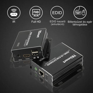 TESmart HDMI KVM + IR Extender 60 m, Cat5e/6, EDID, 1080p@60Hz - BShopy